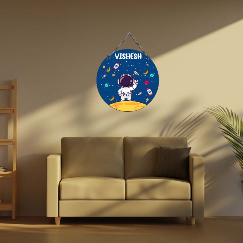 Personalized Space Theme Wall Hanging Decoration with Astronaut Design Kids Room Decor Wall Art Astronaut Theme Return Gift